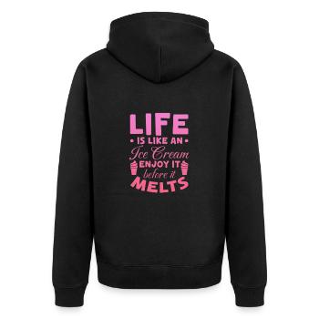 Ice Cream Ice Cream Ice Cream Summer Gift - Unisex Premium Organic Zip Hoodie - black - Back - Nico (187cm)