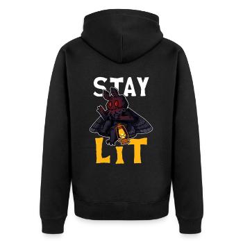 Mothman Kryptide Kryptozoologie - Unisex Premium Bio Zip Hoodie - Schwarz - Hinten - Nico (187cm)