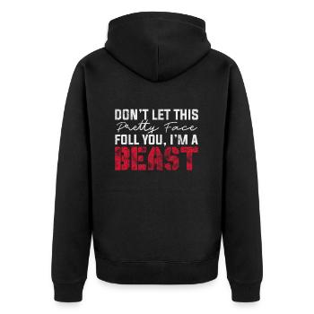 Wrestling - Unisex Premium Bio Zip Hoodie - Schwarz - Hinten - Nico (187cm)