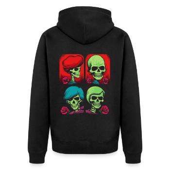 Image de dessin animé Pop Art de crânes et de Roses - Veste à capuche bio Premium Unisexe - noir - Dos - Nico (187cm)