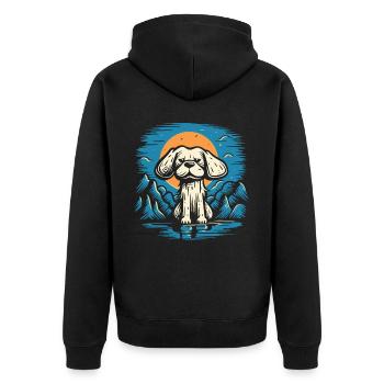 Little sad dog - Unisex Premium Organic Zip Hoodie - black - Back - Nico (187cm)