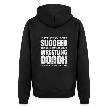Wrestling - Unisex Premium Bio Zip Hoodie - Schwarz - Hinten - Nico (187cm)