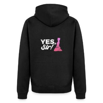 Sadomaso - Unisex Premium Bio Zip Hoodie - Schwarz - Hinten - Nico (187cm)