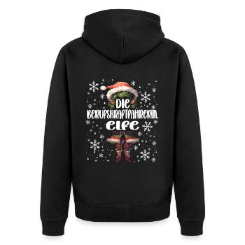Weihnachtsoutfit Berufskraftfahrerin - Unisex Premium Bio Zip Hoodie - Schwarz - Hinten - Nico (187cm)