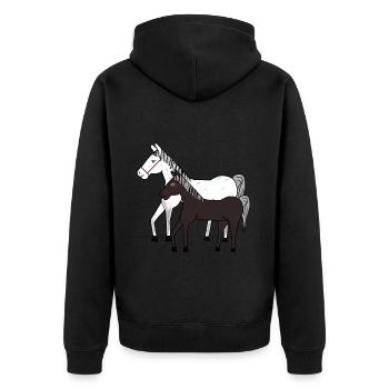 Chevaux, Cheval, Poney, Cheval Fou, Enfants, Poney Ferme, Équitation - Veste à capuche bio Premium Unisexe - noir - Dos - Nico (187cm)