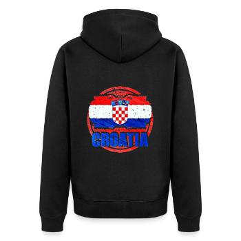 Kroatien - Unisex Premium Bio Zip Hoodie - Schwarz - Hinten - Nico (187cm)