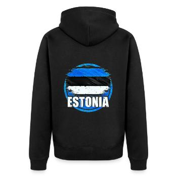 Estland - Unisex Premium Bio Zip Hoodie - Schwarz - Hinten - Nico (187cm)
