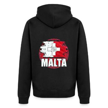 Malta - Unisex Premium Bio Zip Hoodie - Schwarz - Hinten - Nico (187cm)