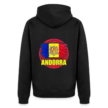 Andorra - Unisex Premium Bio Zip Hoodie - Schwarz - Hinten - Nico (187cm)