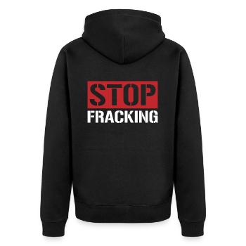 Ölfeld Bohrinsel Fracking - Unisex Premium Bio Zip Hoodie - Schwarz - Hinten - Nico (187cm)