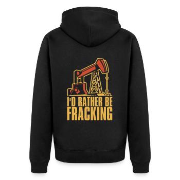 Oilfield Oil Rig Humor Fracking - Unisex Premium Organic Zip Hoodie - black - Back - Nico (187cm)
