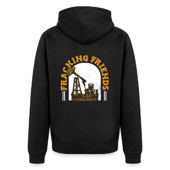 Ölfeld Bohrinsel Fracking - Unisex Premium Bio Zip Hoodie - Schwarz - Hinten - Nico (187cm)