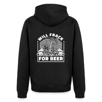 Oilfield Oil Rig Beer Fracking - Unisex Premium Organic Zip Hoodie - black - Back - Nico (187cm)