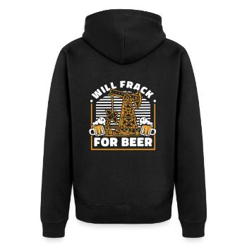 Oilfield Oil Rig Beer Fracking - Unisex Premium Organic Zip Hoodie - black - Back - Nico (187cm)