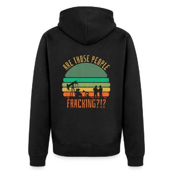 Ölfeld Bohrinsel Fracking - Unisex Premium Bio Zip Hoodie - Schwarz - Hinten - Nico (187cm)