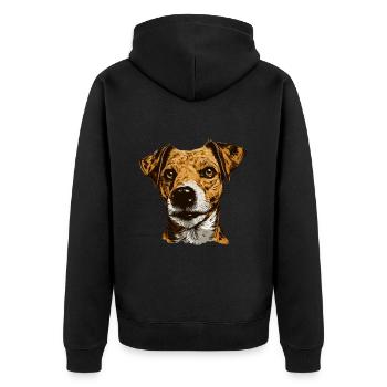 Jack Russel Terrier Hund Kopf - Unisex Premium Bio Zip Hoodie - Schwarz - Hinten - Nico (187cm)