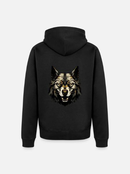 Akita Dog Head - Unisex Premium Organic Zip Hoodie - black