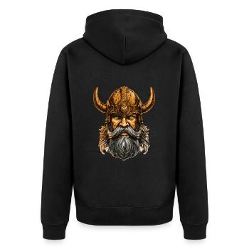Viking Head Warrior Odin Valhalla - Unisex Premium Organic Zip Hoodie - black - Back - Nico (187cm)