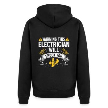 Electrician Gift - Unisex Premium Organic Zip Hoodie - black - Back - Nico (187cm)