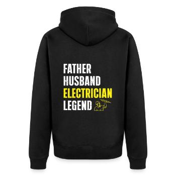 Elektriker Geschenk - Unisex Premium Bio Zip Hoodie - Schwarz - Hinten - Nico (187cm)