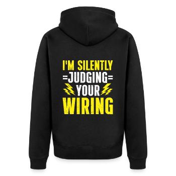 Elektriker Geschenk - Unisex Premium Bio Zip Hoodie - Schwarz - Hinten - Nico (187cm)