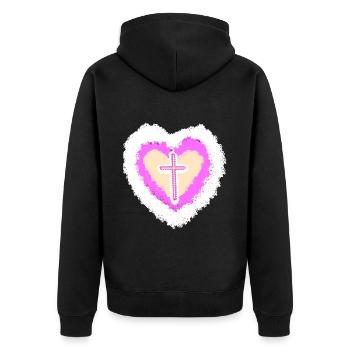 coeur religion jésus croix croix dieu christ - Veste à capuche bio Premium Unisexe - noir - Dos - Nico (187cm)
