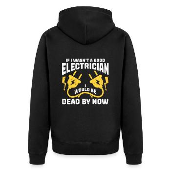 Electrician Gift - Unisex Premium Organic Zip Hoodie - black - Back - Nico (187cm)