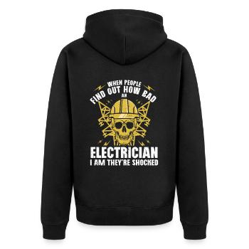Elektriker Geschenk - Unisex Premium Bio Zip Hoodie - Schwarz - Hinten - Nico (187cm)