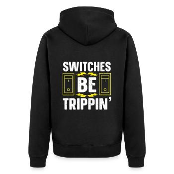 Electrician Gift - Unisex Premium Organic Zip Hoodie - black - Back - Nico (187cm)