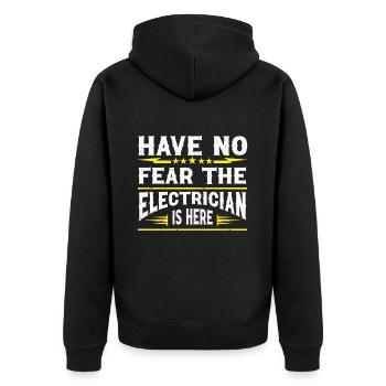 Elektriker Geschenk - Unisex Premium Bio Zip Hoodie - Schwarz - Hinten - Nico (187cm)