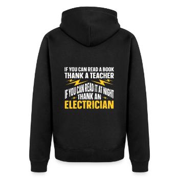Electrician Gift - Unisex Premium Organic Zip Hoodie - black - Back - Nico (187cm)