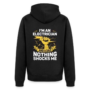Electrician Gift - Unisex Premium Organic Zip Hoodie - black - Back - Nico (187cm)