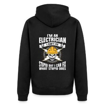 Electrician Gift - Unisex Premium Organic Zip Hoodie - black - Back - Nico (187cm)