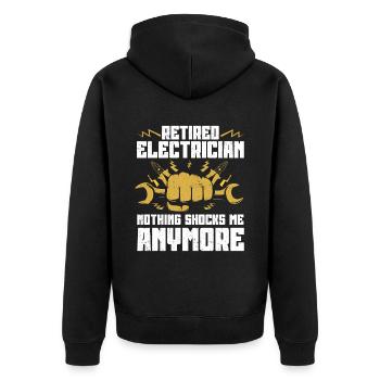 Elektriker Geschenk - Unisex Premium Bio Zip Hoodie - Schwarz - Hinten - Nico (187cm)