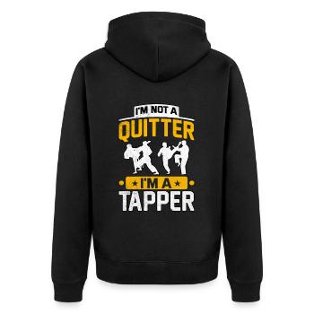 I'm not a quitter I'm a trapper - Unisex Premium Bio Zip Hoodie - Schwarz - Hinten - Nico (187cm)