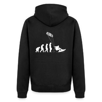 Kitesurf Kiteboard Kitesurfen Kite-Surf Evolution - Unisex Premium Bio Zip Hoodie - Schwarz - Hinten - Nico (187cm)