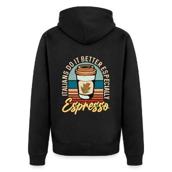 Les Italiens de l’espresso le font mieux Cappuccino Latte - Veste à capuche bio Premium Unisexe - noir - Dos - Nico (187cm)