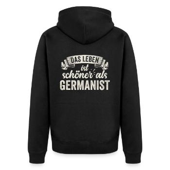 Lustige Germanist Sprache Literatur Grammatik - Unisex Premium Bio Zip Hoodie - Schwarz - Hinten - Nico (187cm)