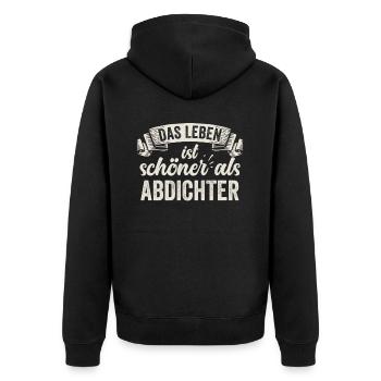 Lustige Abdichter Dichtung Poesie Verse Reimen - Unisex Premium Bio Zip Hoodie - Schwarz - Hinten - Nico (187cm)