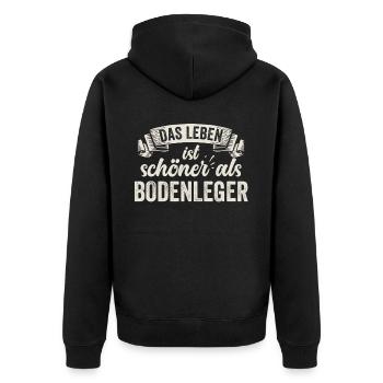 Bodenleger Fußbodenbelag Parkett Laminat Teppich - Unisex Premium Bio Zip Hoodie - Schwarz - Hinten - Nico (187cm)