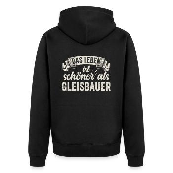 Lustige Gleibauer Gleibauerei Spaß Unterhaltung - Unisex Premium Bio Zip Hoodie - Schwarz - Hinten - Nico (187cm)