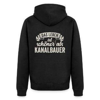 Kanalbauer Abwasserrohre Kanalsysteme Spaß Humor - Unisex Premium Bio Zip Hoodie - Schwarz - Hinten - Nico (187cm)