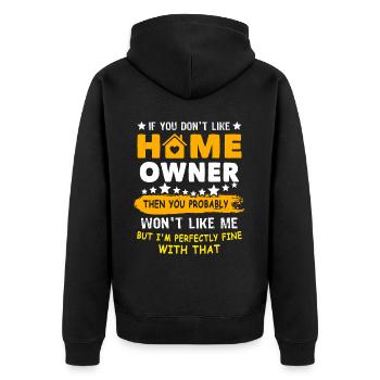 Homeowner - Unisex Premium Organic Zip Hoodie - black - Back - Nico (187cm)