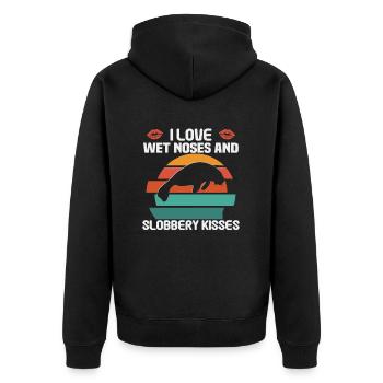 Cold Nose Warm Heart Manatee chubby manatee - Unisex Premium Organic Zip Hoodie - black - Back - Nico (187cm)