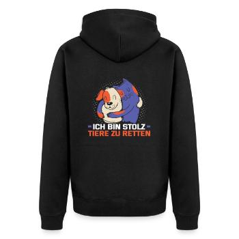 Hunderettungs Designs Für Tierrechtsaktivisten - Unisex Premium Bio Zip Hoodie - Schwarz - Hinten - Nico (187cm)