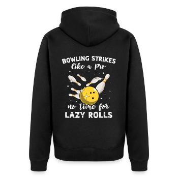 Slow Bowling Strikes - Unisex Premium Bio Zip Hoodie - Schwarz - Hinten - Nico (187cm)
