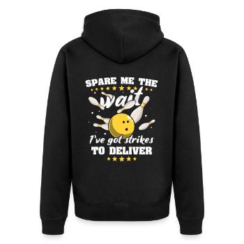 Bowling Slow Bowler - Unisex Premium Bio Zip Hoodie - Schwarz - Hinten - Nico (187cm)