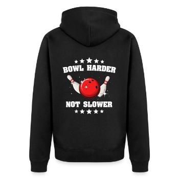 Bowler Bowling Lent Pas Rapide - Veste à capuche bio Premium Unisexe - noir - Dos - Nico (187cm)