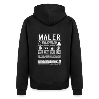 Kann Spuren von Sarkasmus enthalten - Unisex Premium Bio Zip Hoodie - Schwarz - Hinten - Nico (187cm)