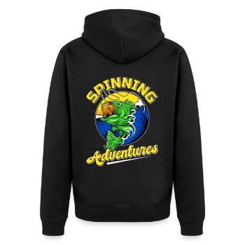 Angel, Angler, Fischer Fischen und Hecht Angeln - Unisex Premium Bio Zip Hoodie - Schwarz - Hinten - Nico (187cm)